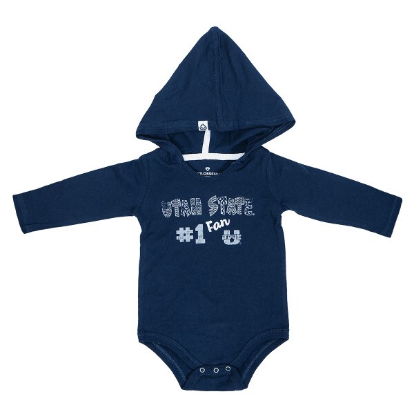 Utah State, #1 Fan, U-State, Hooded, Girls, Infant, Onesie